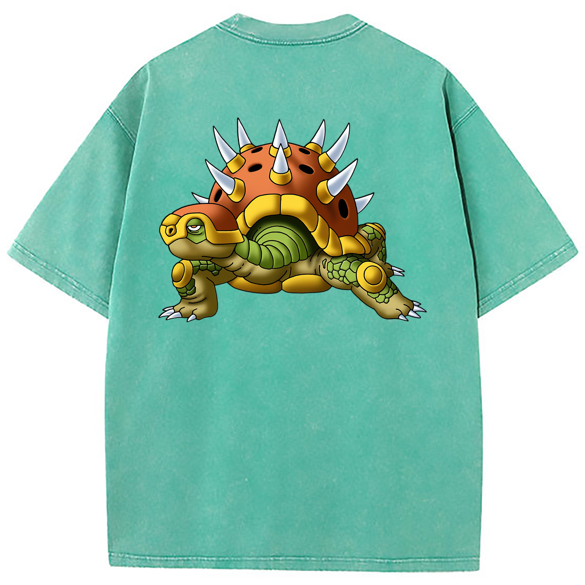 （画像用） ドラゴンクエスト Doragon Kuesuto Dragon Quest 綿100% ヴィンテージ風 半袖Tシャツ（背面プリント）